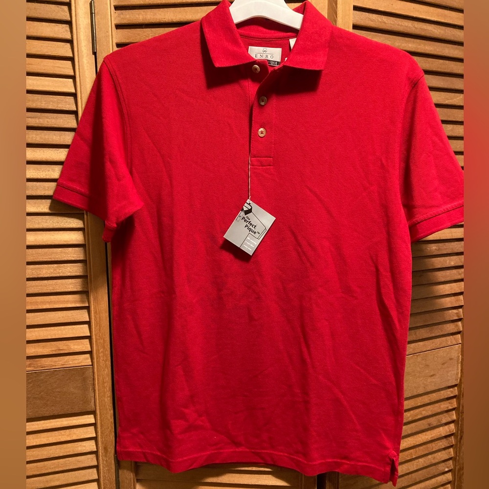 ENRO Perfect Pique Red Polo Golf Shirt